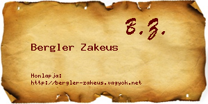 Bergler Zakeus névjegykártya
